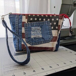 Patriotic Denim Bag w/wristlet